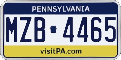 PA license plate MZB4465