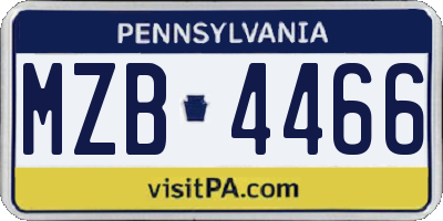 PA license plate MZB4466