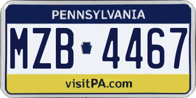 PA license plate MZB4467