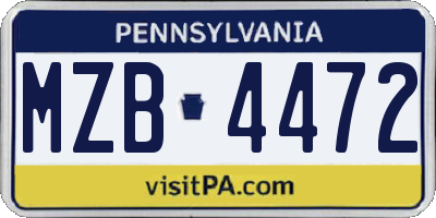 PA license plate MZB4472
