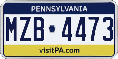 PA license plate MZB4473
