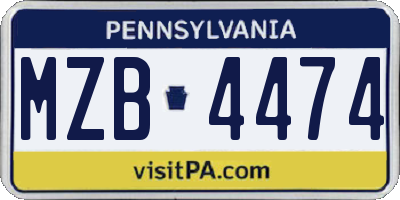 PA license plate MZB4474
