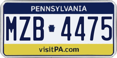 PA license plate MZB4475
