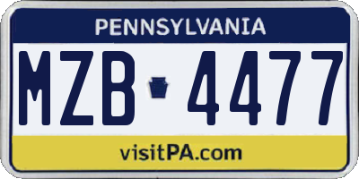 PA license plate MZB4477