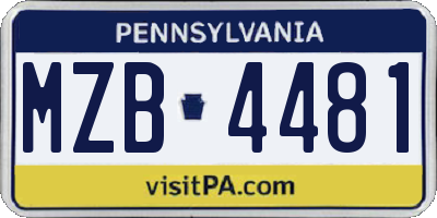 PA license plate MZB4481