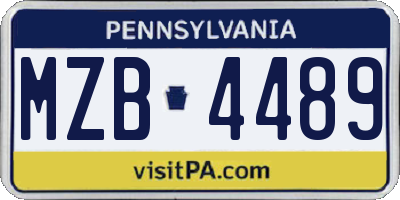 PA license plate MZB4489