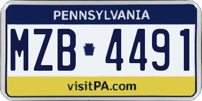 PA license plate MZB4491