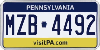PA license plate MZB4492