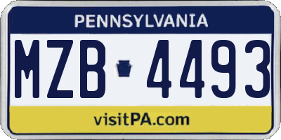 PA license plate MZB4493