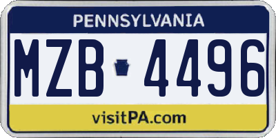 PA license plate MZB4496
