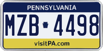 PA license plate MZB4498
