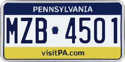 PA license plate MZB4501