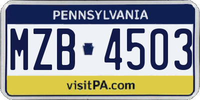 PA license plate MZB4503