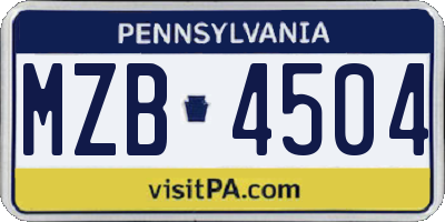 PA license plate MZB4504