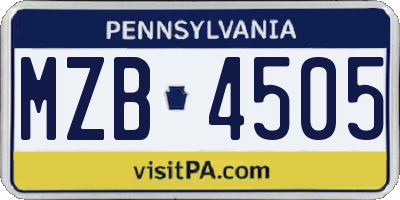PA license plate MZB4505