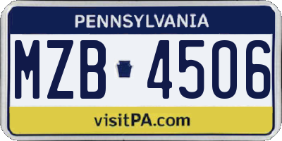 PA license plate MZB4506