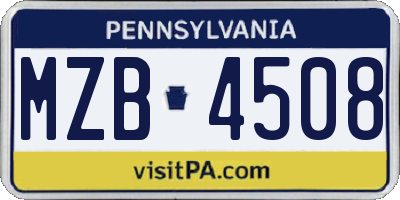PA license plate MZB4508