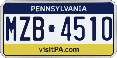 PA license plate MZB4510