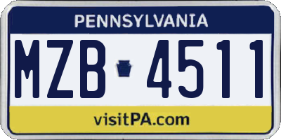 PA license plate MZB4511