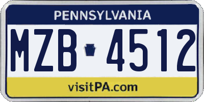 PA license plate MZB4512