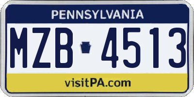 PA license plate MZB4513