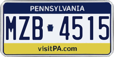 PA license plate MZB4515