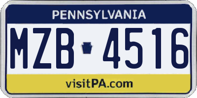 PA license plate MZB4516