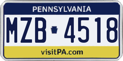 PA license plate MZB4518