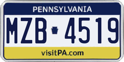 PA license plate MZB4519