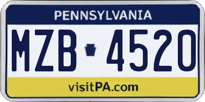PA license plate MZB4520