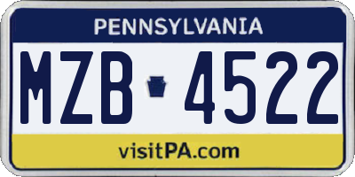 PA license plate MZB4522