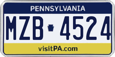 PA license plate MZB4524