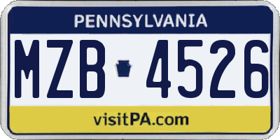 PA license plate MZB4526