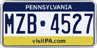 PA license plate MZB4527