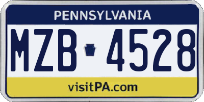 PA license plate MZB4528