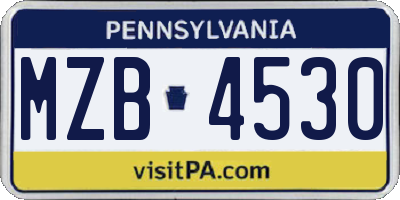 PA license plate MZB4530
