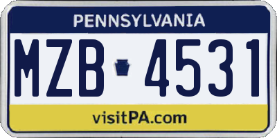 PA license plate MZB4531