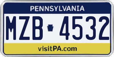 PA license plate MZB4532