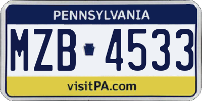 PA license plate MZB4533