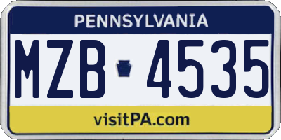 PA license plate MZB4535