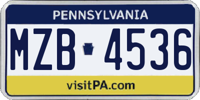 PA license plate MZB4536