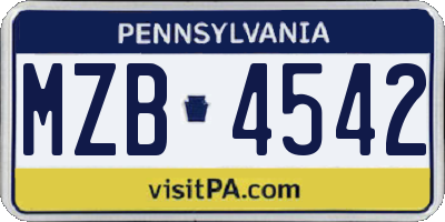 PA license plate MZB4542