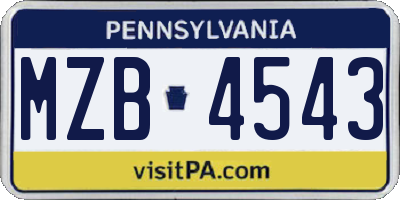 PA license plate MZB4543