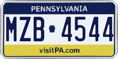 PA license plate MZB4544