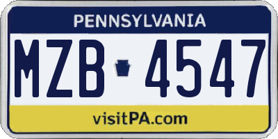 PA license plate MZB4547