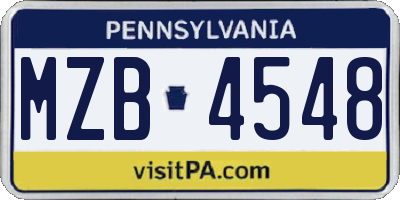 PA license plate MZB4548
