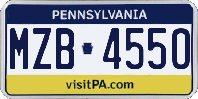 PA license plate MZB4550