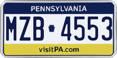 PA license plate MZB4553