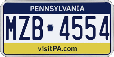 PA license plate MZB4554