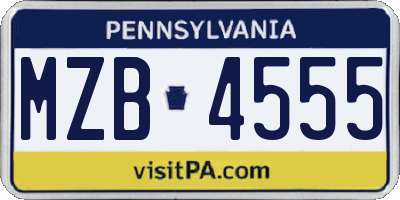 PA license plate MZB4555